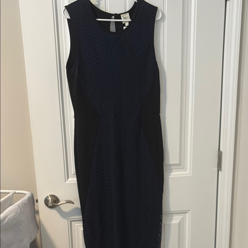 Anthropologie Black Sleeveless Sheath Midi Dress